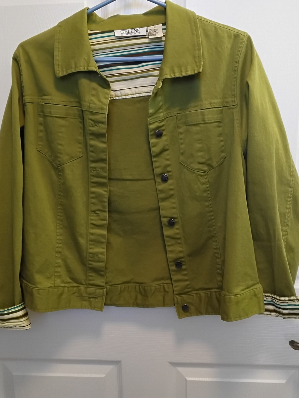 Selene Sport Olive Green Utility Jacket- Star Metallic Buttons Size 12